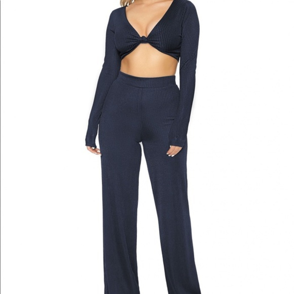 Naked Wardrobe Navy Blue Striped Set
